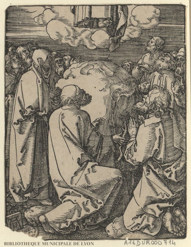 L'Ascension. Par Dürer. Source : NumeLyo, Bibliothèque municipale de Lyon. Domaine public.